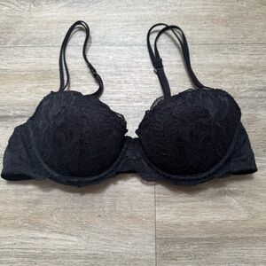 Victoria’s Secret Pink Black Lace Date Push-Up Bra 34A